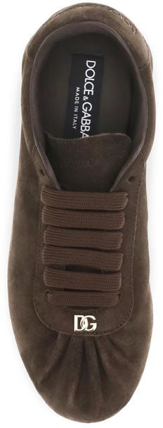 Dolce & Gabbana Brown Suede Leather Low Top Sneakers