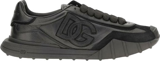 Dolce & Gabbana Black Calf Leather Bos Taurus Athletic Sneakers