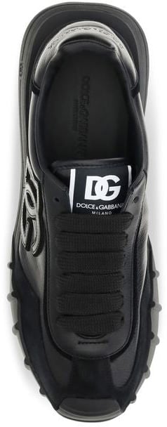 Dolce & Gabbana Black Calf Leather Bos Taurus Athletic Sneakers