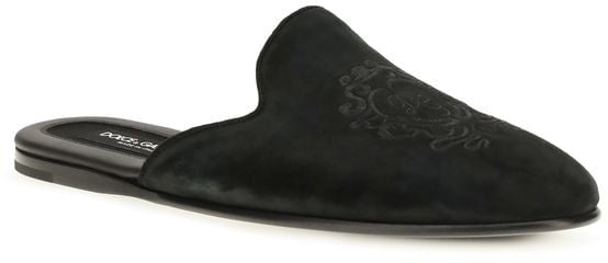 Dolce & Gabbana Black Calf Leather Bos Taurus Mules