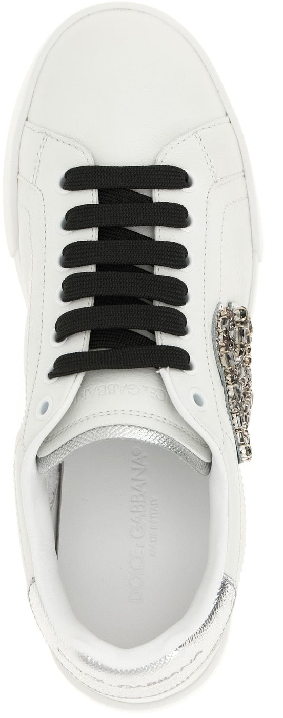 Dolce & Gabbana Silver Calfskin Low Top Sneakers