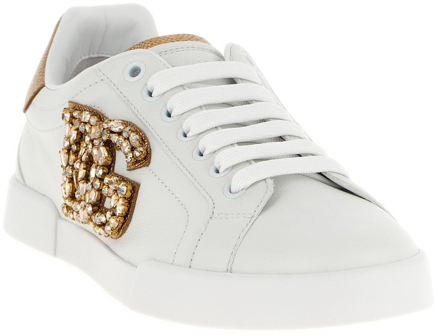 Dolce & Gabbana Gold Calfskin Low Top Sneakers