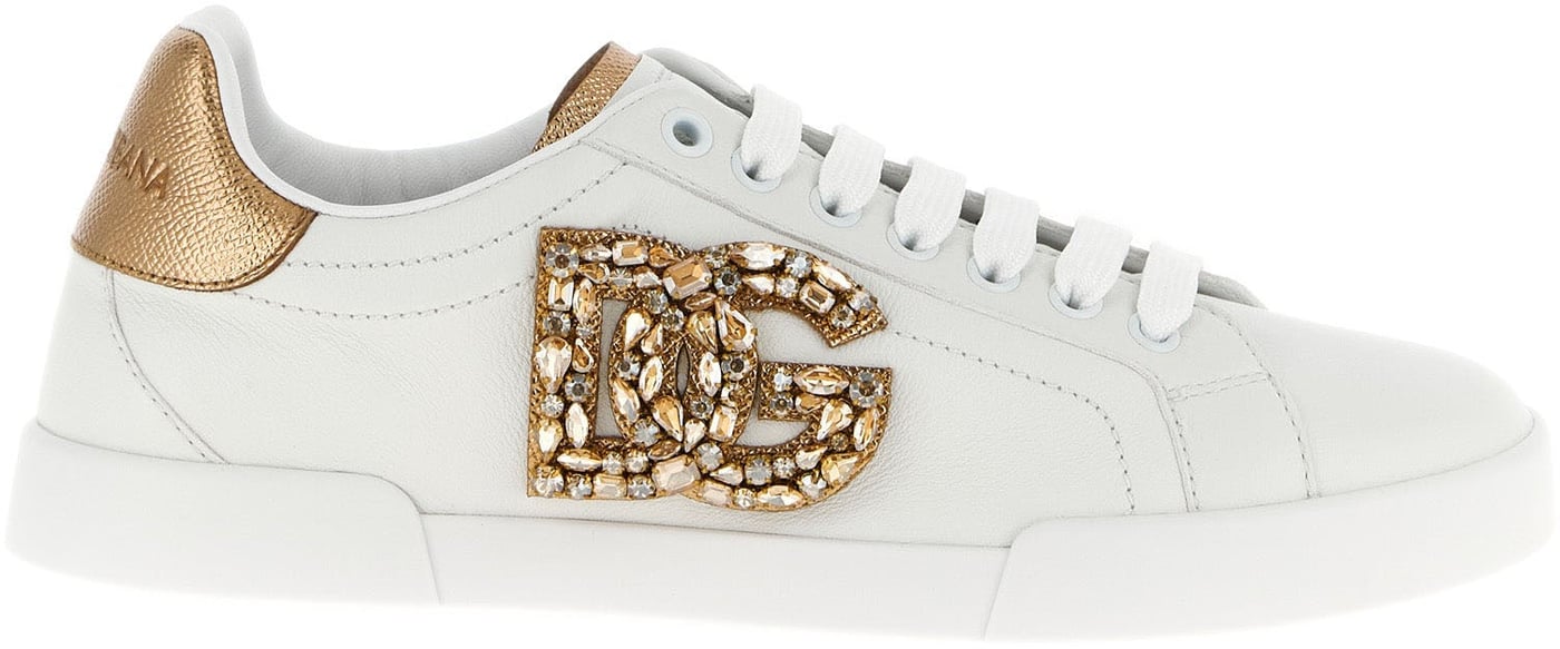 Dolce & Gabbana Gold Calfskin Low Top Sneakers