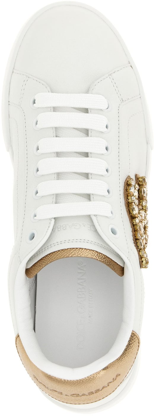 Dolce & Gabbana Gold Calfskin Low Top Sneakers