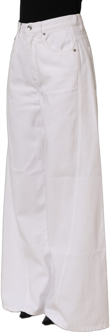 Dolce & Gabbana White Cotton Stretch Wide Leg Denim Jeans