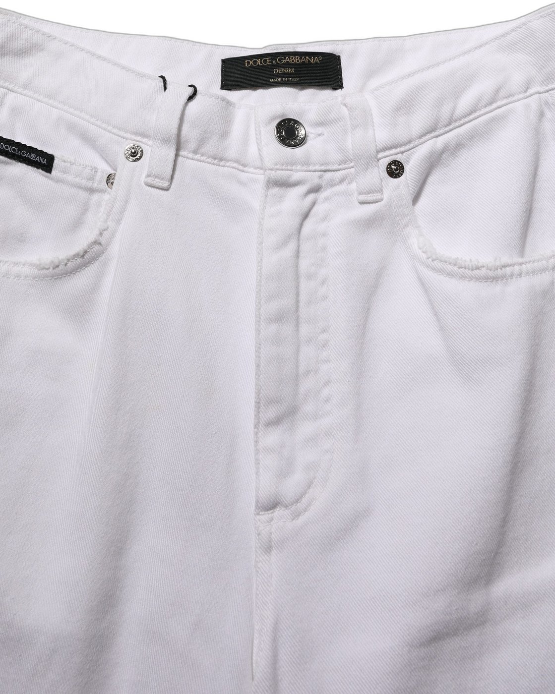 Dolce & Gabbana White Cotton Stretch Wide Leg Denim Jeans
