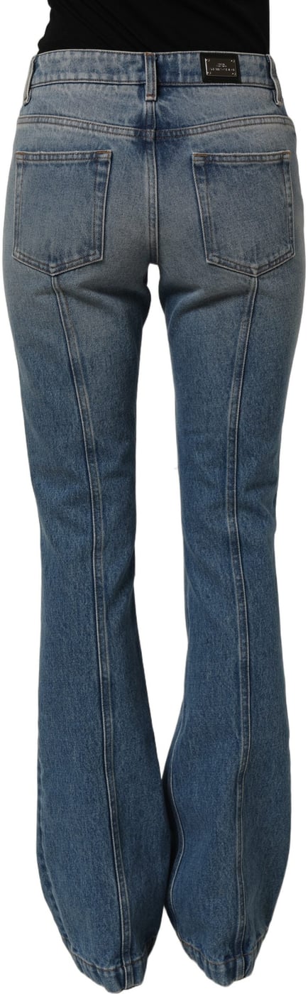 Dolce & Gabbana Blue Cotton Boot Cut Denim Trouser Jeans