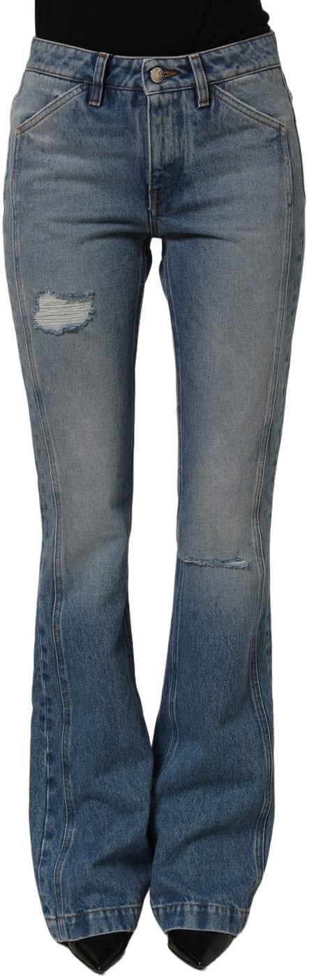 Dolce & Gabbana Blue Cotton Boot Cut Denim Trouser Jeans