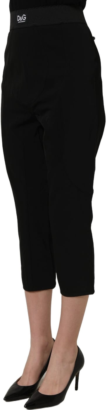 Dolce & Gabbana Black Viscose High Waist Capri Trouser Pants