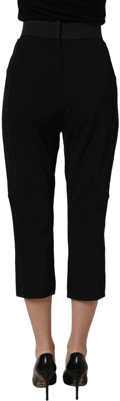 Dolce & Gabbana Black Viscose High Waist Capri Trouser Pants