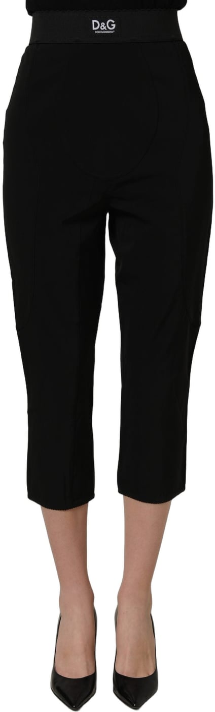 Dolce & Gabbana Black Viscose High Waist Capri Trouser Pants