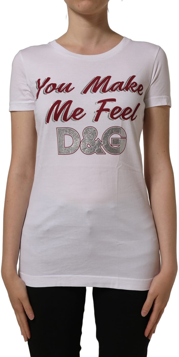 Dolce & Gabbana White Graphic Print Cotton Crew Neck T-shirt