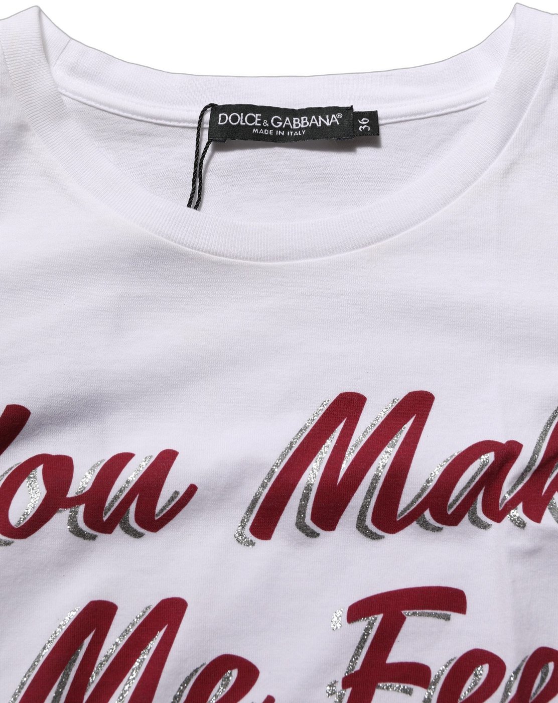 Dolce & Gabbana White Graphic Print Cotton Crew Neck T-shirt