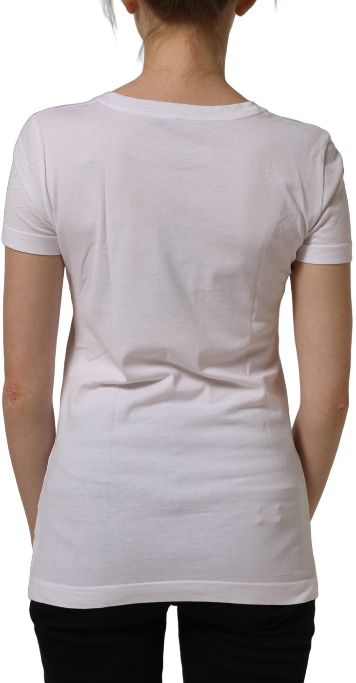 Dolce & Gabbana White Graphic Print Cotton Crew Neck T-shirt