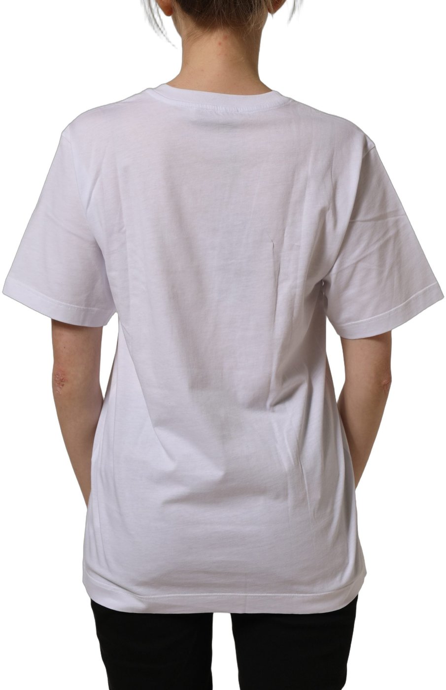 Dolce & Gabbana White Cotton Gold DG Logo Crew Neck T-shirt