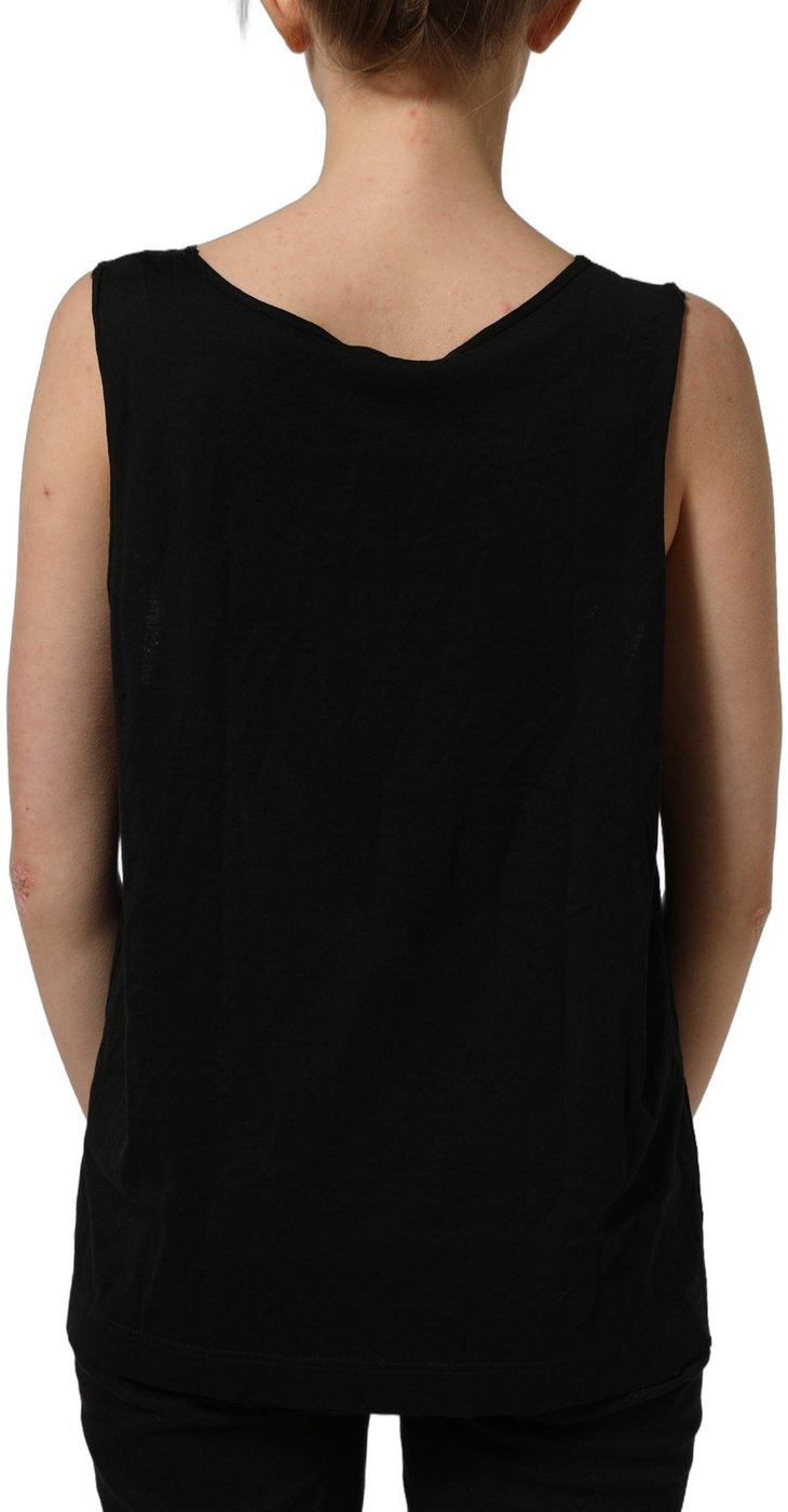 Dolce & Gabbana Black Gold DG Logo Cotton Sleeveless Tank Top
