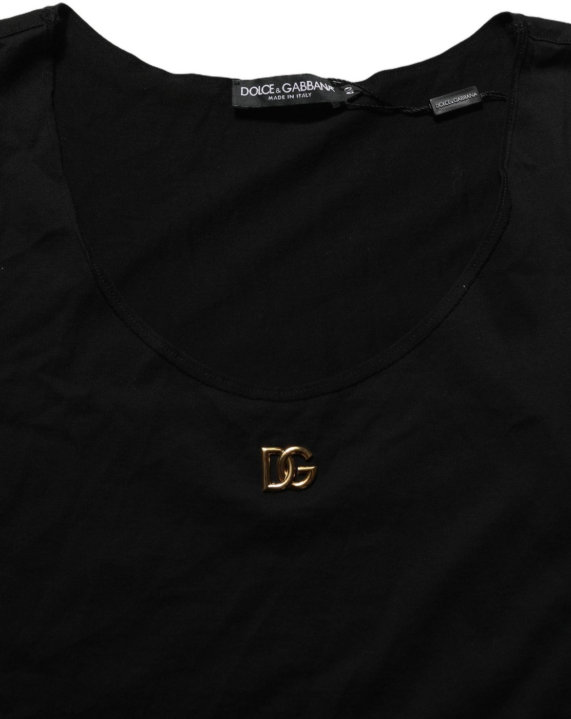 Dolce & Gabbana Black Gold DG Logo Cotton Sleeveless Tank Top
