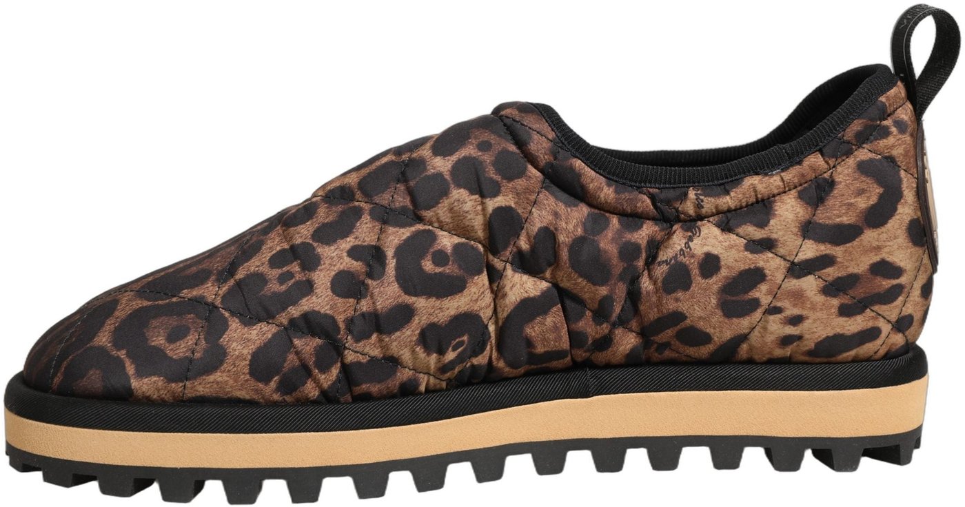 Dolce & Gabbana Brown Leopard Print Quilted Men Sneakers Shoes