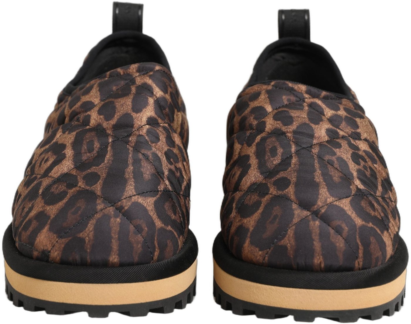 Dolce & Gabbana Brown Leopard Print Quilted Men Sneakers Shoes