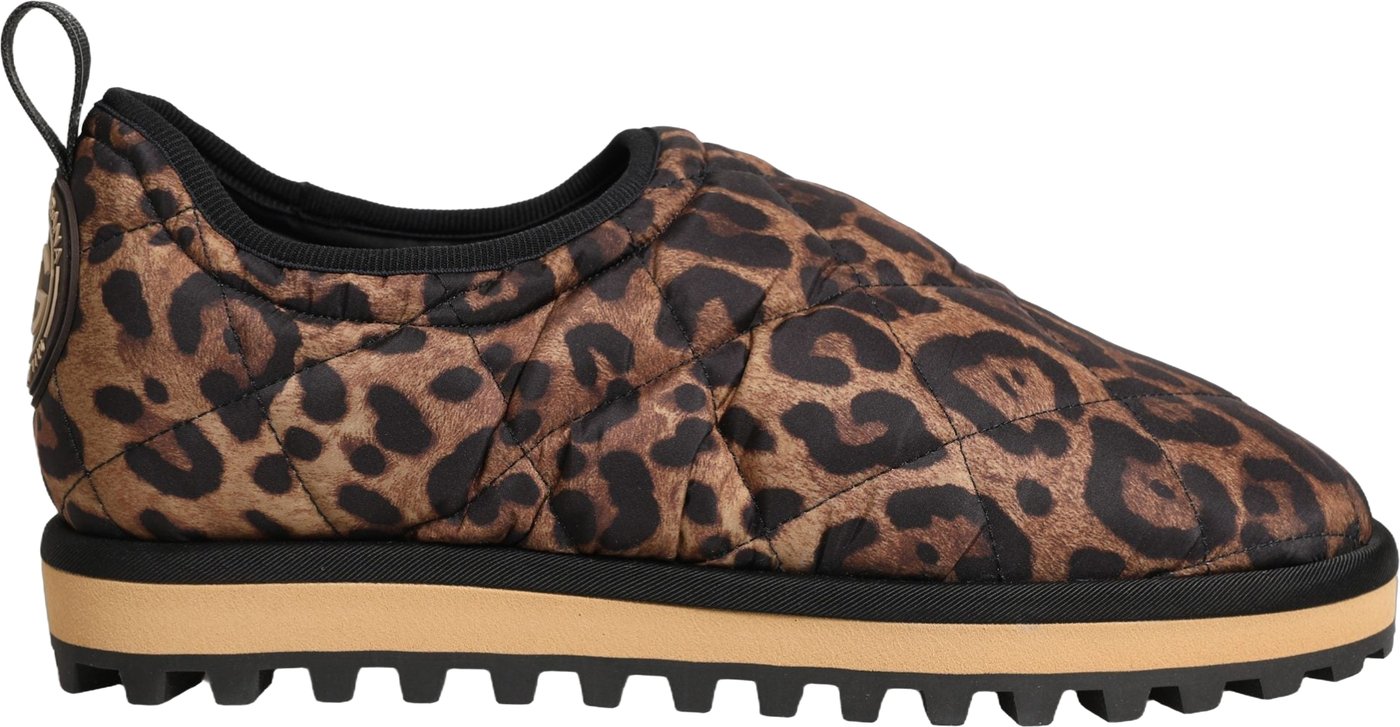 Dolce & Gabbana Brown Leopard Print Quilted Men Sneakers Shoes