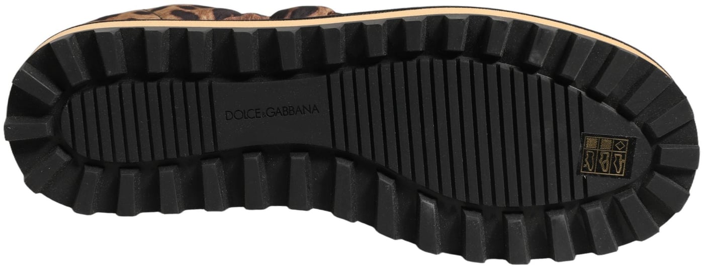 Dolce & Gabbana Brown Leopard Print Quilted Men Sneakers Shoes