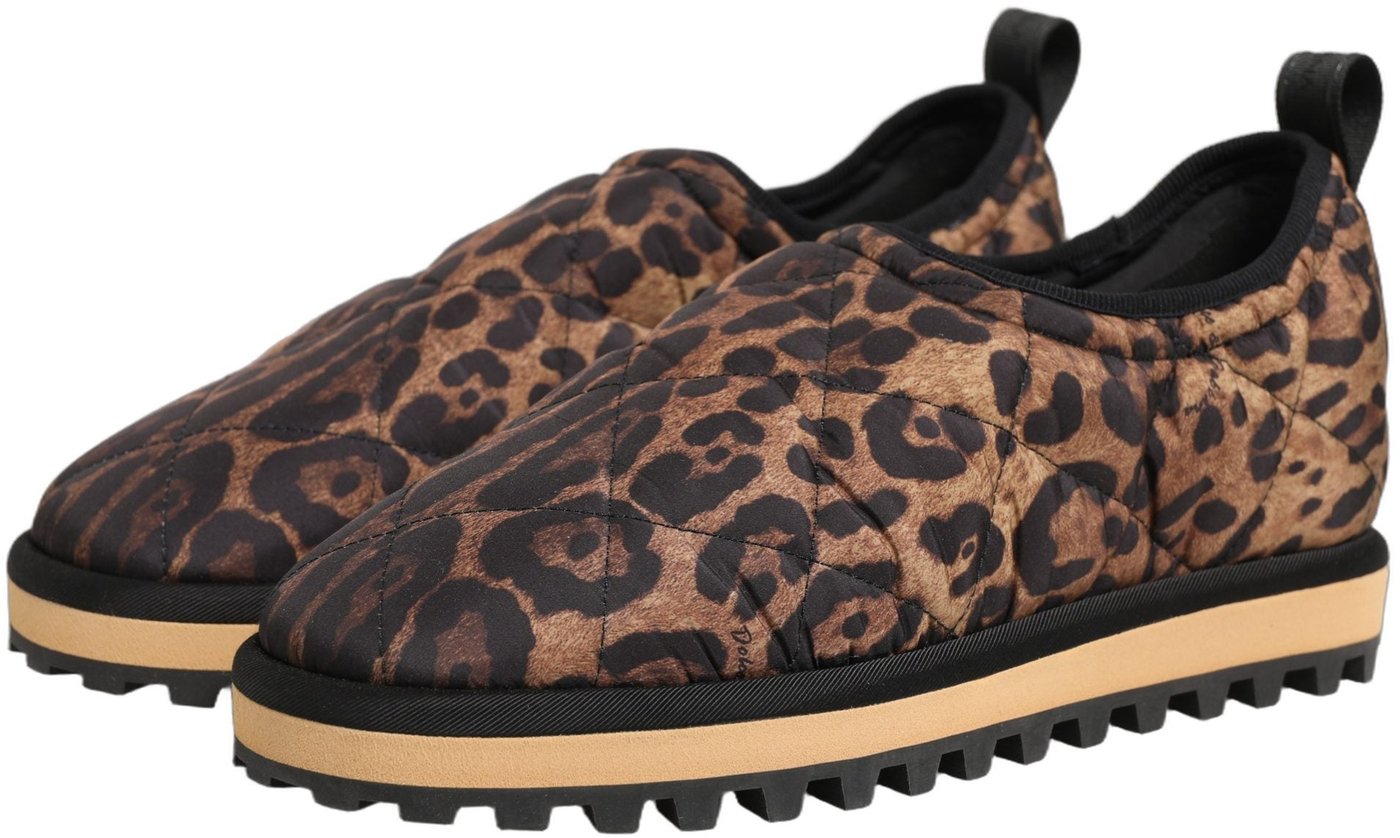 Dolce & Gabbana Brown Leopard Print Quilted Men Sneakers Shoes