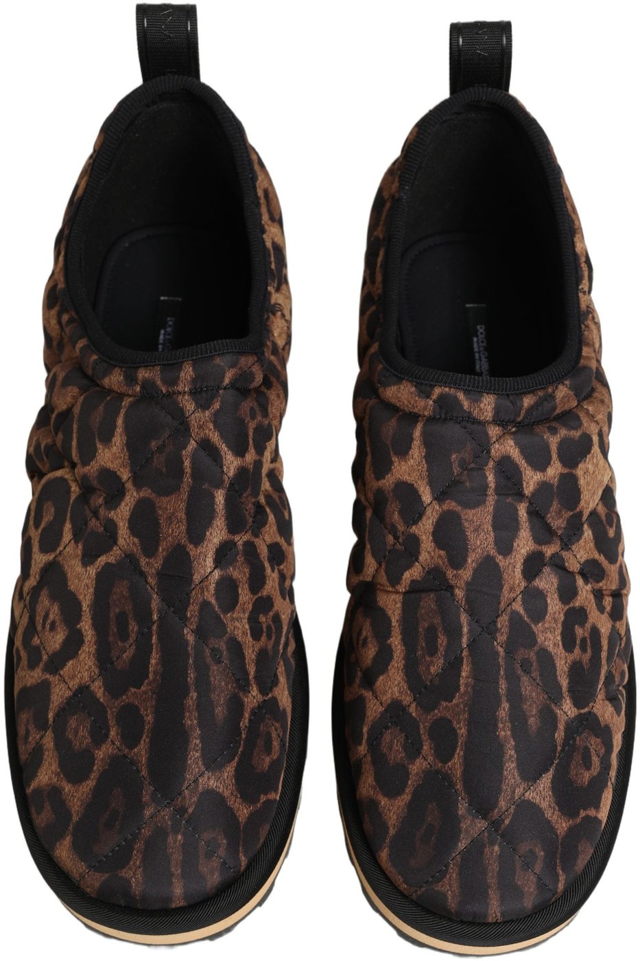 Dolce & Gabbana Brown Leopard Print Quilted Men Sneakers Shoes