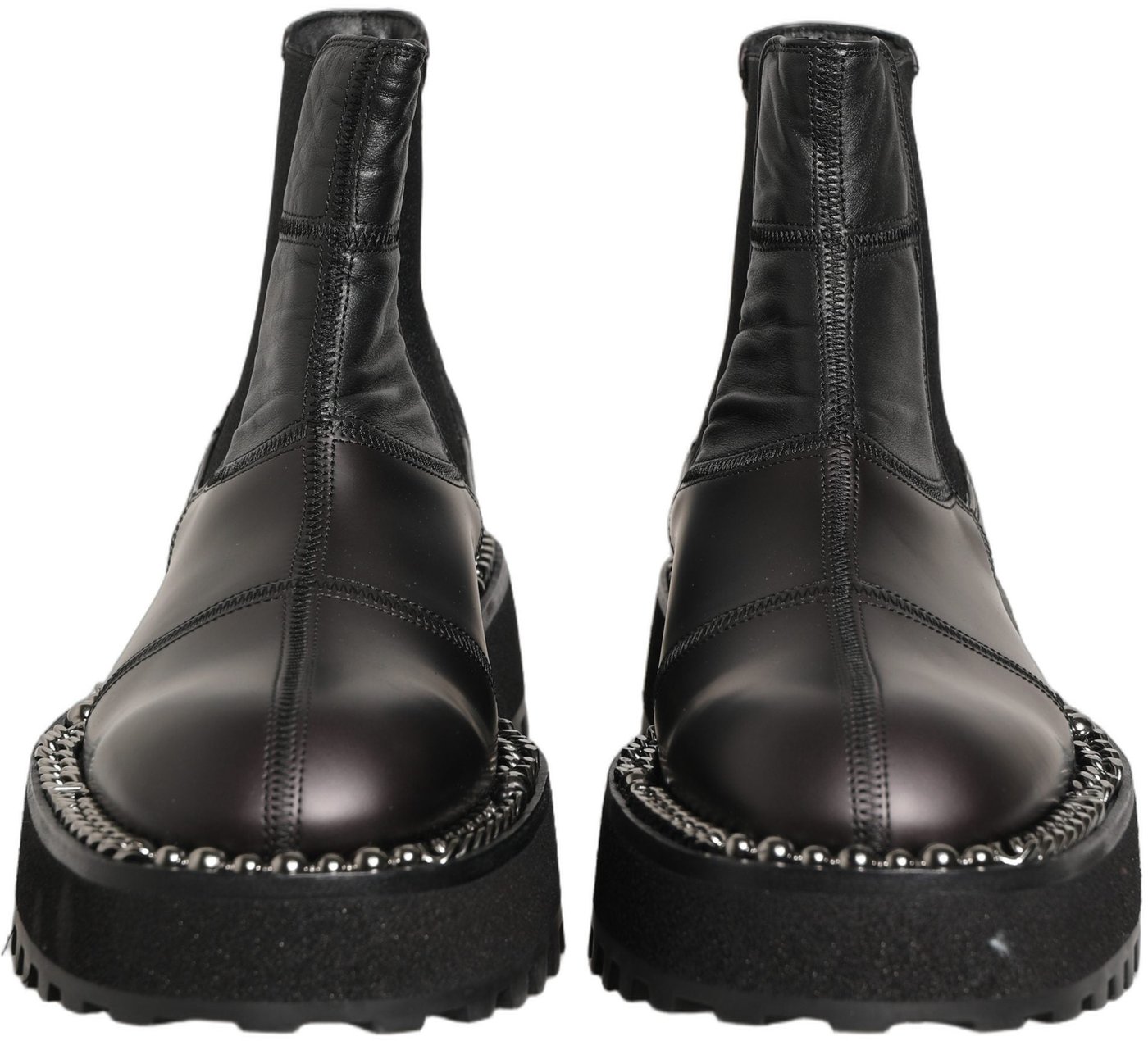 Dolce & Gabbana Black Chelsea Boots Leather Slip On Men Shoes