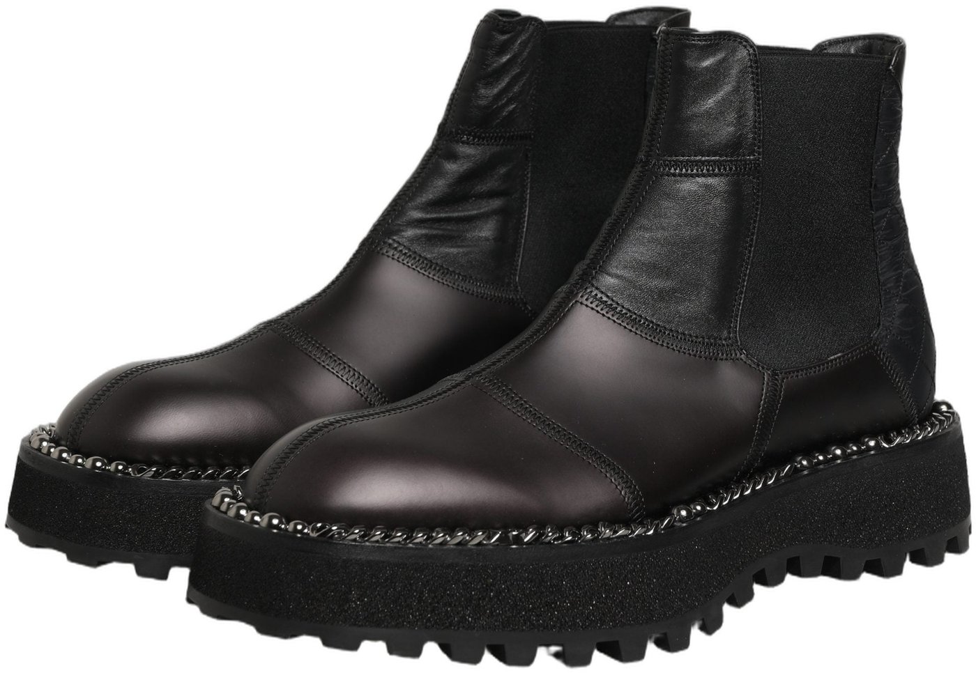 Dolce & Gabbana Black Chelsea Boots Leather Slip On Men Shoes