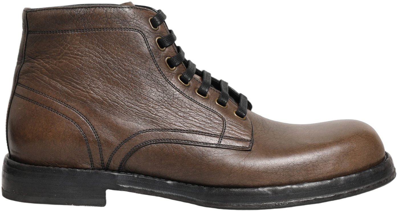 Dolce & Gabbana Brown Perugino Leather Men Ankle Boots Shoes
