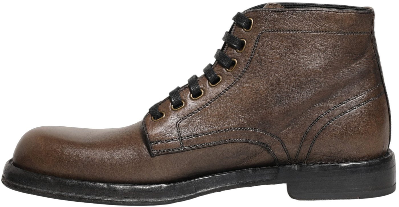 Dolce & Gabbana Brown Perugino Leather Men Ankle Boots Shoes