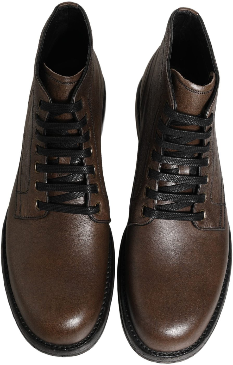 Dolce & Gabbana Brown Perugino Leather Men Ankle Boots Shoes