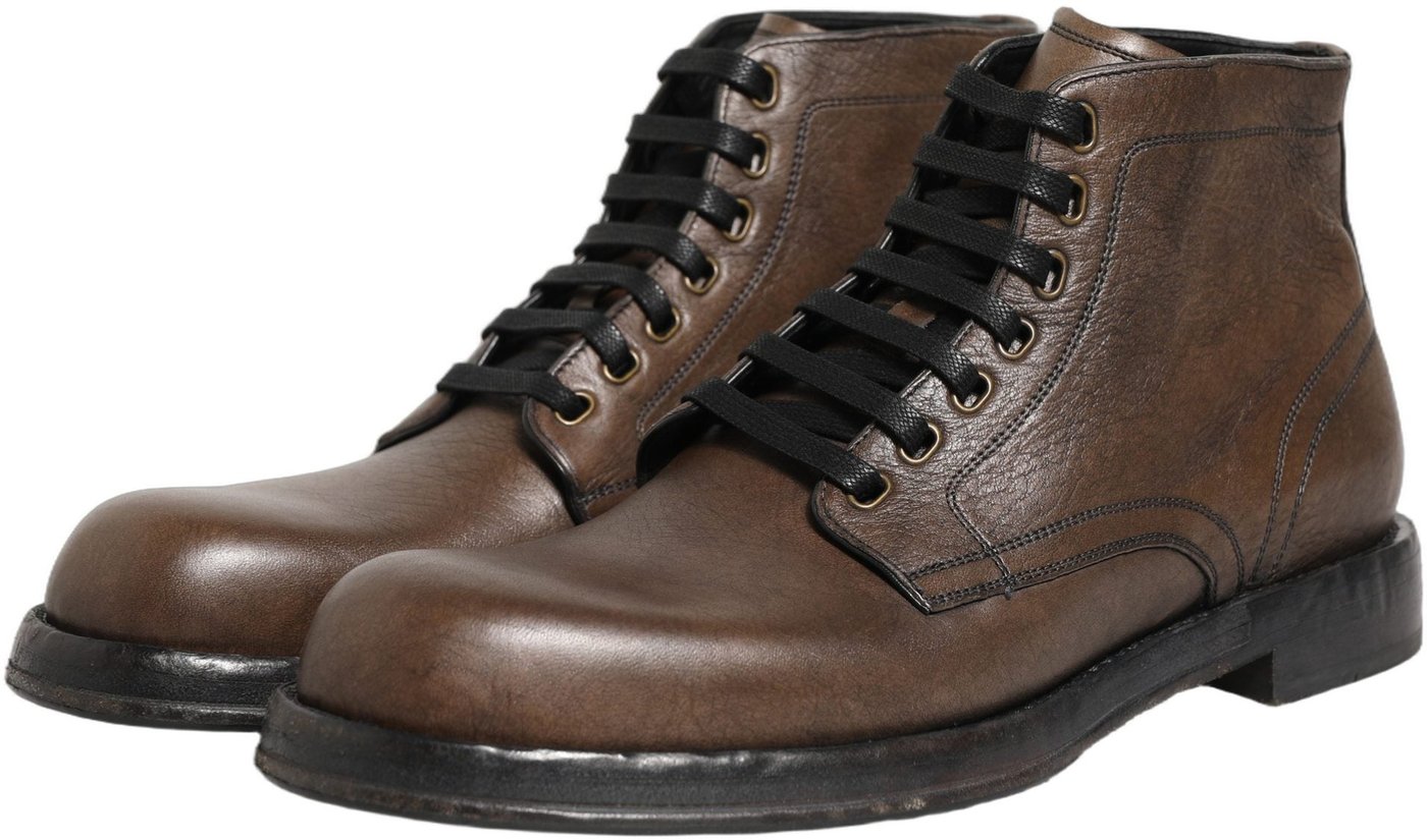 Dolce & Gabbana Brown Perugino Leather Men Ankle Boots Shoes