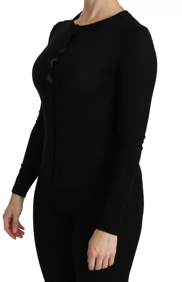 Dolce & Gabbana Black Virgin Wool Long Sleeve Top Blouse Top