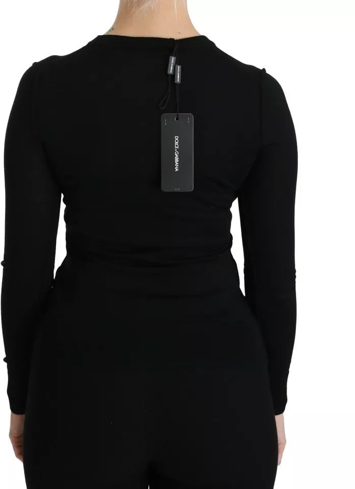 Dolce & Gabbana Black Virgin Wool Long Sleeve Top Blouse Top