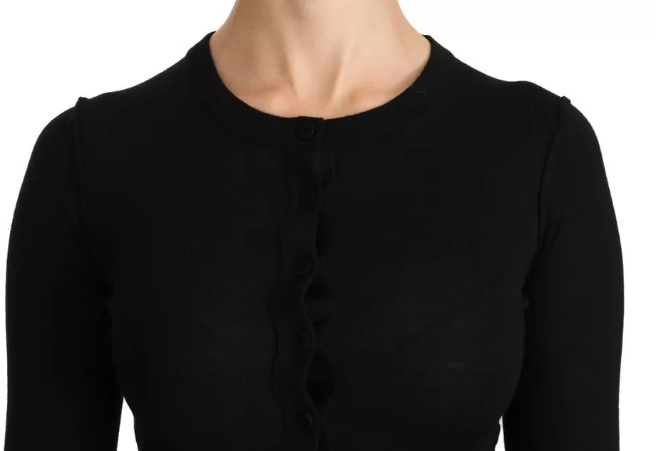 Dolce & Gabbana Black Virgin Wool Long Sleeve Top Blouse Top