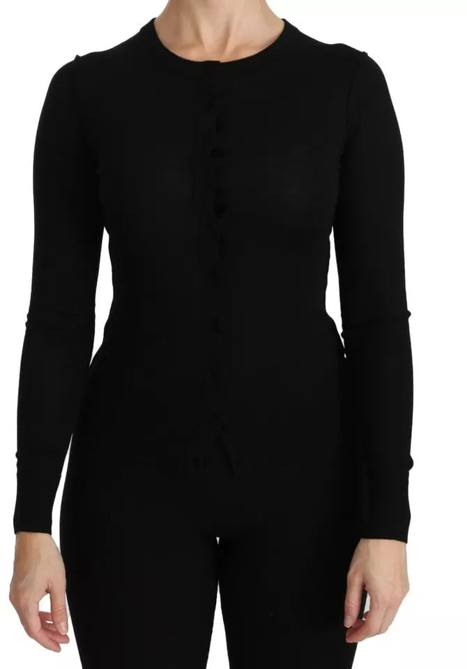 Dolce & Gabbana Black Virgin Wool Long Sleeve Top Blouse Top