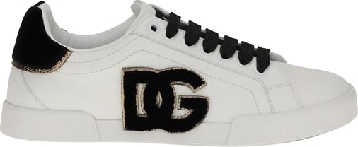 White Leather Black Suede Accent Sneakers