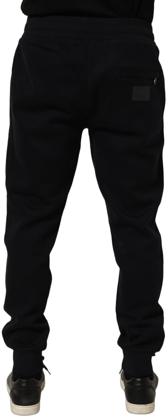 Dolce & Gabbana Blue Cotton Drawstring Jogger Trouser Pants