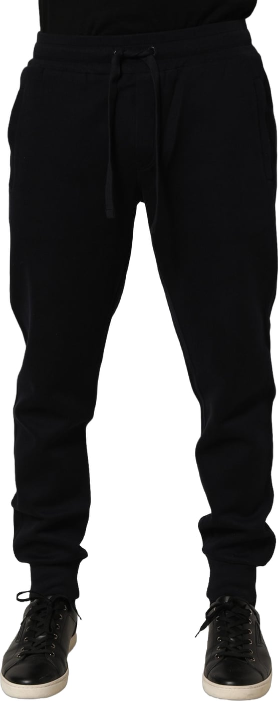 Dolce & Gabbana Blue Cotton Drawstring Jogger Trouser Pants