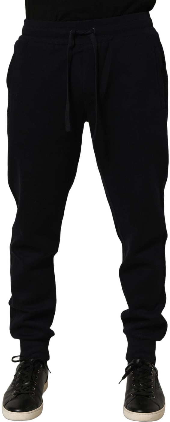 Dolce & Gabbana Blue Cotton Drawstring Jogger Trouser Pants