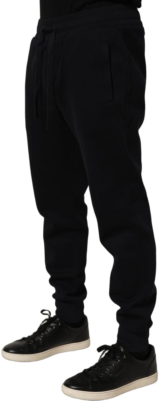 Dolce & Gabbana Blue Cotton Drawstring Jogger Trouser Pants