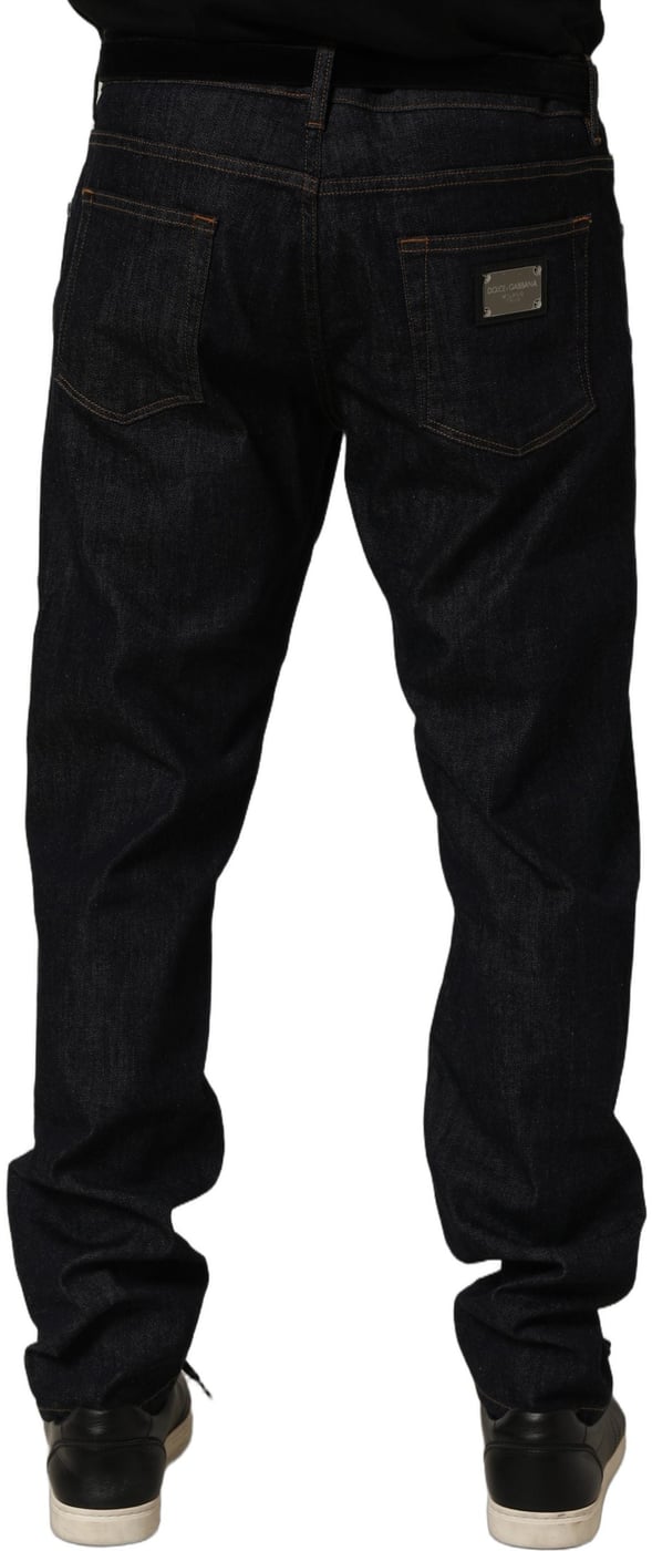 Dolce & Gabbana Dark Gray Cotton Slim Fit Men Denim Jeans