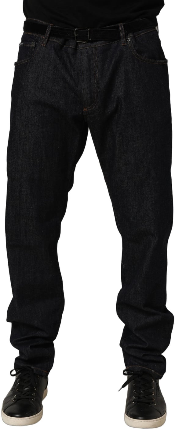 Dolce & Gabbana Dark Gray Cotton Slim Fit Men Denim Jeans