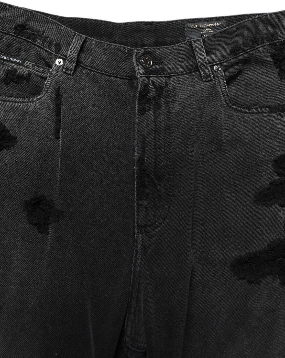 Dolce & Gabbana Dark Gray Distressed Oversize Men Denim Jeans