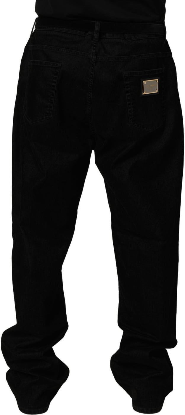 Dolce & Gabbana Black Cotton Relaxed Wide Leg Men Denim Jeans