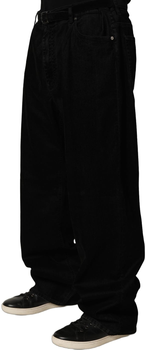 Dolce & Gabbana Black Cotton Relaxed Wide Leg Men Denim Jeans