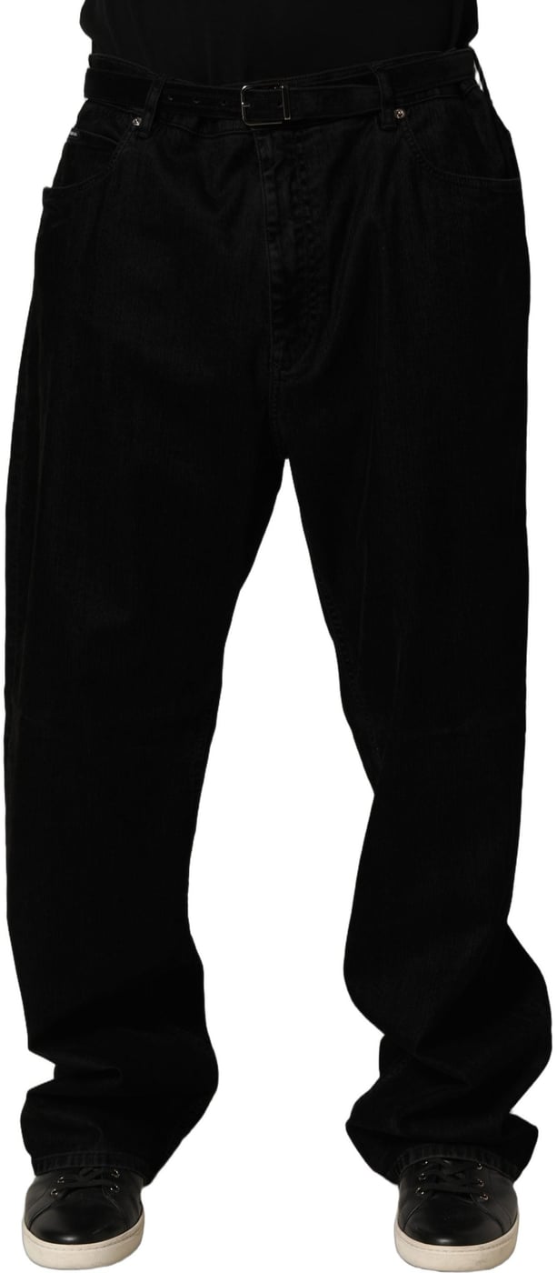 Dolce & Gabbana Black Cotton Relaxed Wide Leg Men Denim Jeans