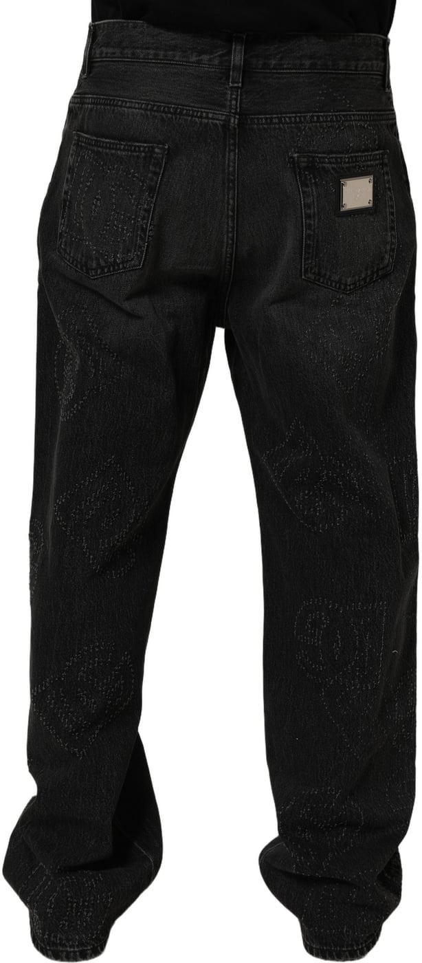 Dolce & Gabbana Dark Gray Cotton WideLeg Oversize Denim Jeans