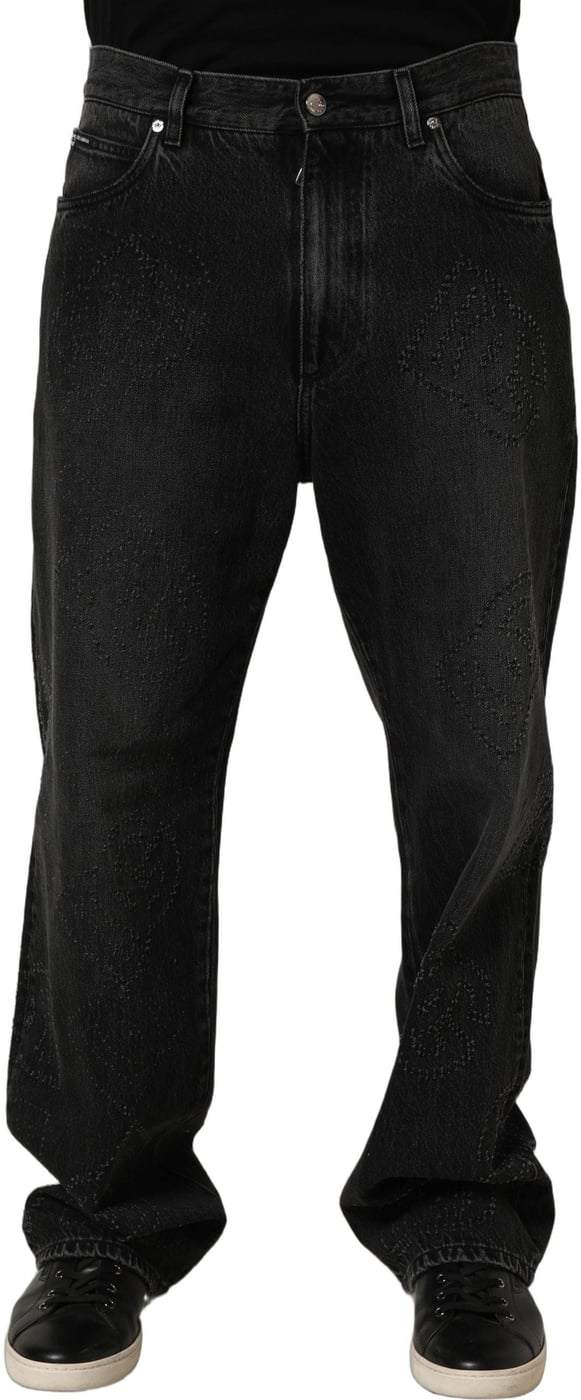 Dolce & Gabbana Dark Gray Cotton WideLeg Oversize Denim Jeans